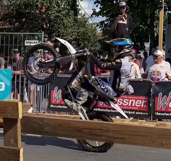 Graham Jarvis racing his JARV-E electric dirt bike at Red Bull Romaniacs 2026